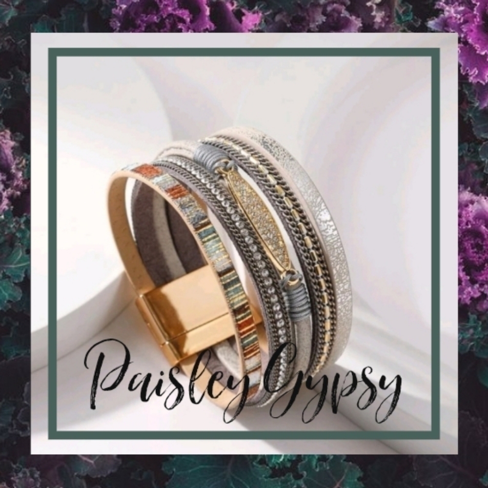Layered Band Rhinestone Embellished Bracelet - Picture 2 of 7